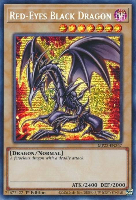 1st Edition, 2022 Tin of the Pharaoh's Gods, Dark, Dragon, Normal Monster, Prismatic Secret Rare Red-Eyes Black Dragon [MP22-EN267] Prismatic Secret Rare - Trading Card World
