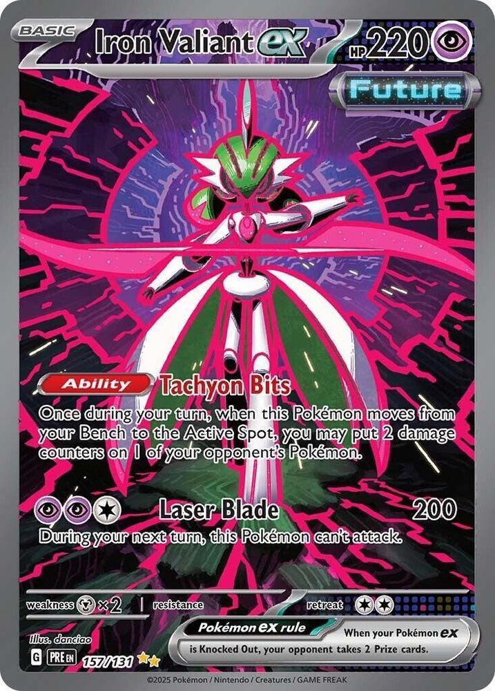 157, Holofoil, Metal [x2], Psychic, Scarlet & Violet: Prismatic Evolutions, Special Illustration Rare Iron Valiant ex (157/131) [Scarlet & Violet: Prismatic Evolutions] - Trading Card World