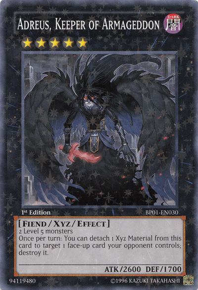 1st Edition, Battle Pack: Epic Dawn, Dark, Fiend, Starfoil Rare, Unlimited, Xyz/Effect Monster Adreus, Keeper of Armageddon [BP01-EN030] Starfoil Rare - Trading Card World