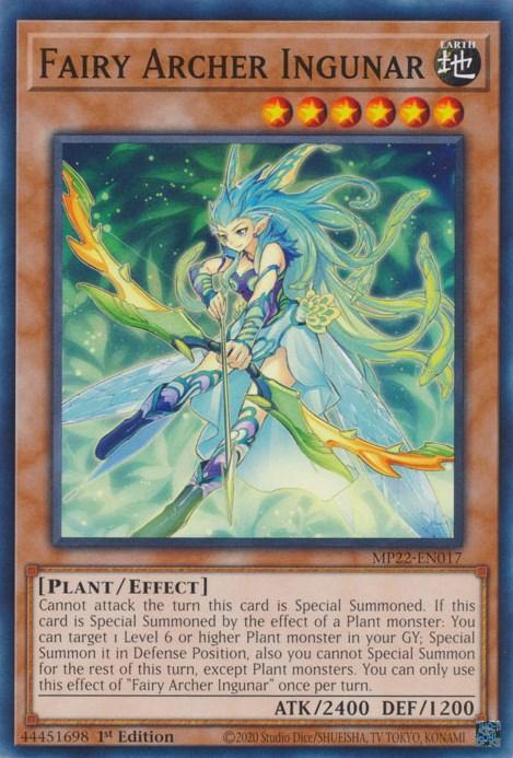 1st Edition, 2022 Tin of the Pharaoh's Gods, Common, Earth, Effect Monster, Plant Fairy Archer Ingunar [MP22-EN017] Common - Trading Card World