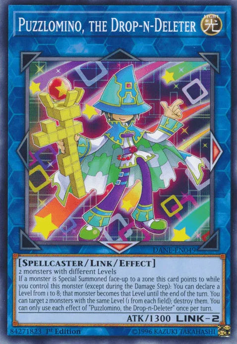 1st Edition, Common, Dark Neostorm, Light, Link/Effect Monster, Spellcaster, Unlimited Puzzlomino, the Drop-n-Deleter [DANE-EN049] Common - Trading Card World