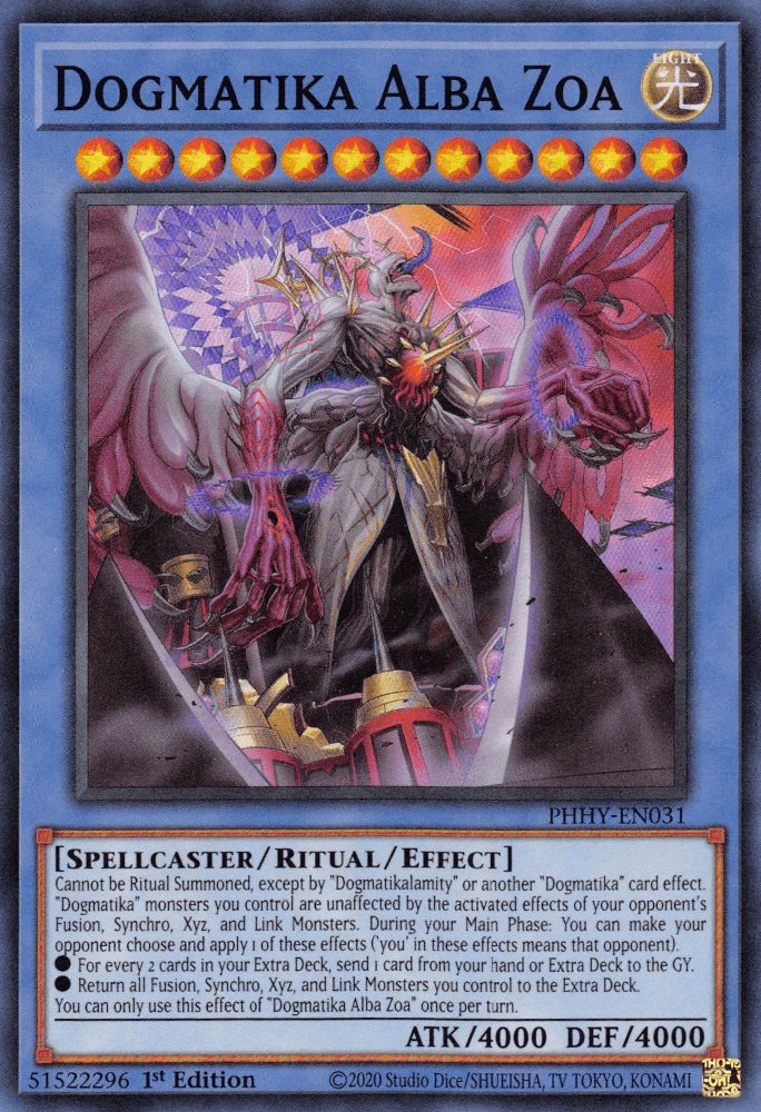 1st Edition, Light, Photon Hypernova, Ritual/Effect Monster, Spellcaster, Super Rare Dogmatika Alba Zoa [PHHY-EN031] Super Rare - Trading Card World