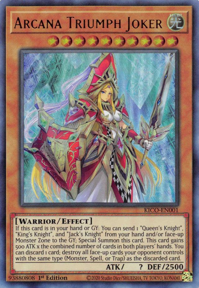 1st Edition, Effect monster, King's Court, Light, Ultra Rare, Warrior Arcana Triumph Joker (Ultra Rare) [KICO-EN001] Ultra Rare - Trading Card World