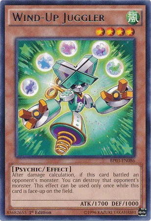 1st Edition, Battle Pack 3: Monster League, Effect Monster, Psychic, Rare, Wind Wind-Up Juggler [BP03-EN086] Rare - Trading Card World