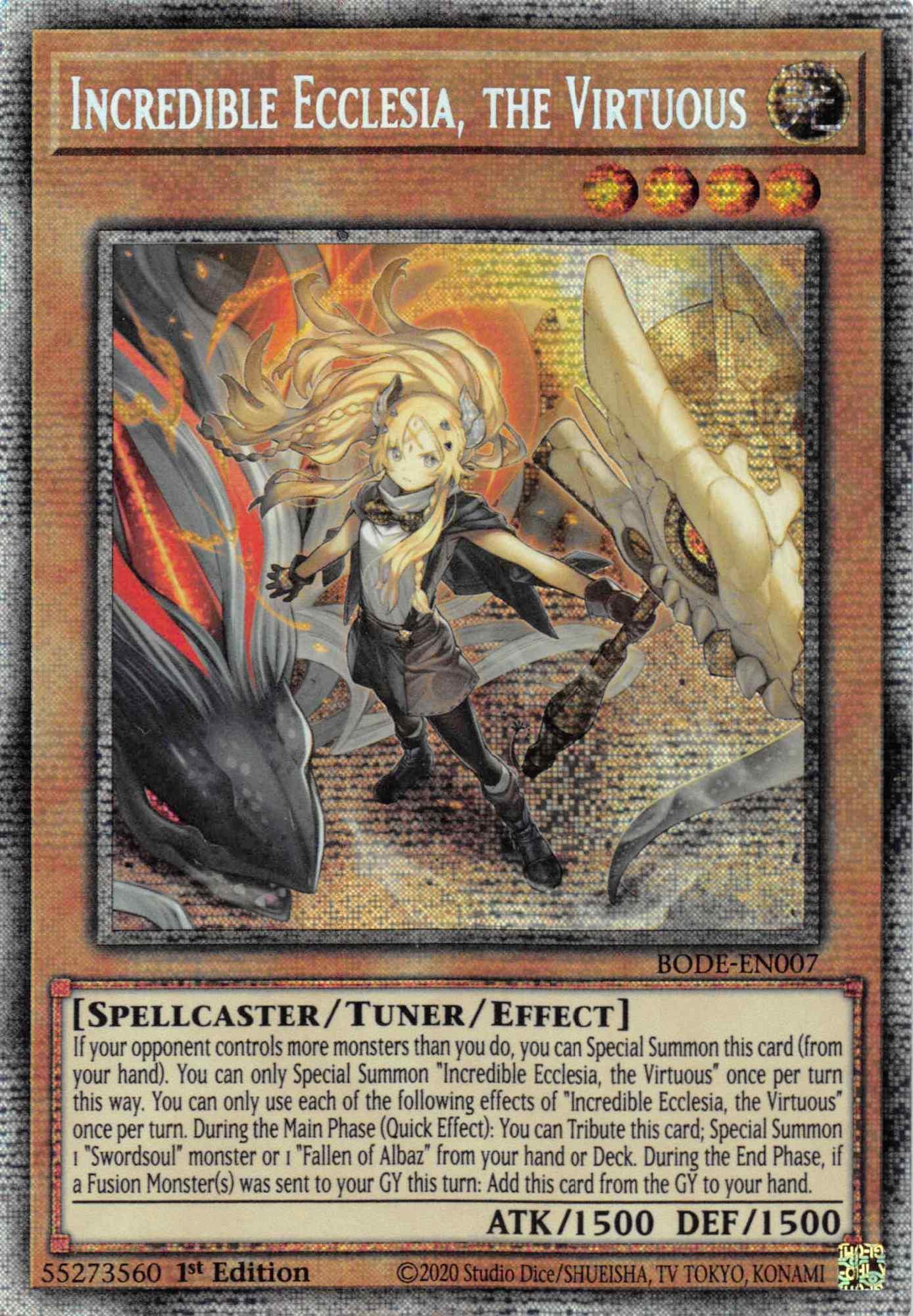 1st Edition, Burst of Destiny, Light, Spellcaster, Starlight Rare, Tuner/Effect Monster Incredible Ecclesia, the Virtuous [BODE-EN007] Starlight Rare - Trading Card World