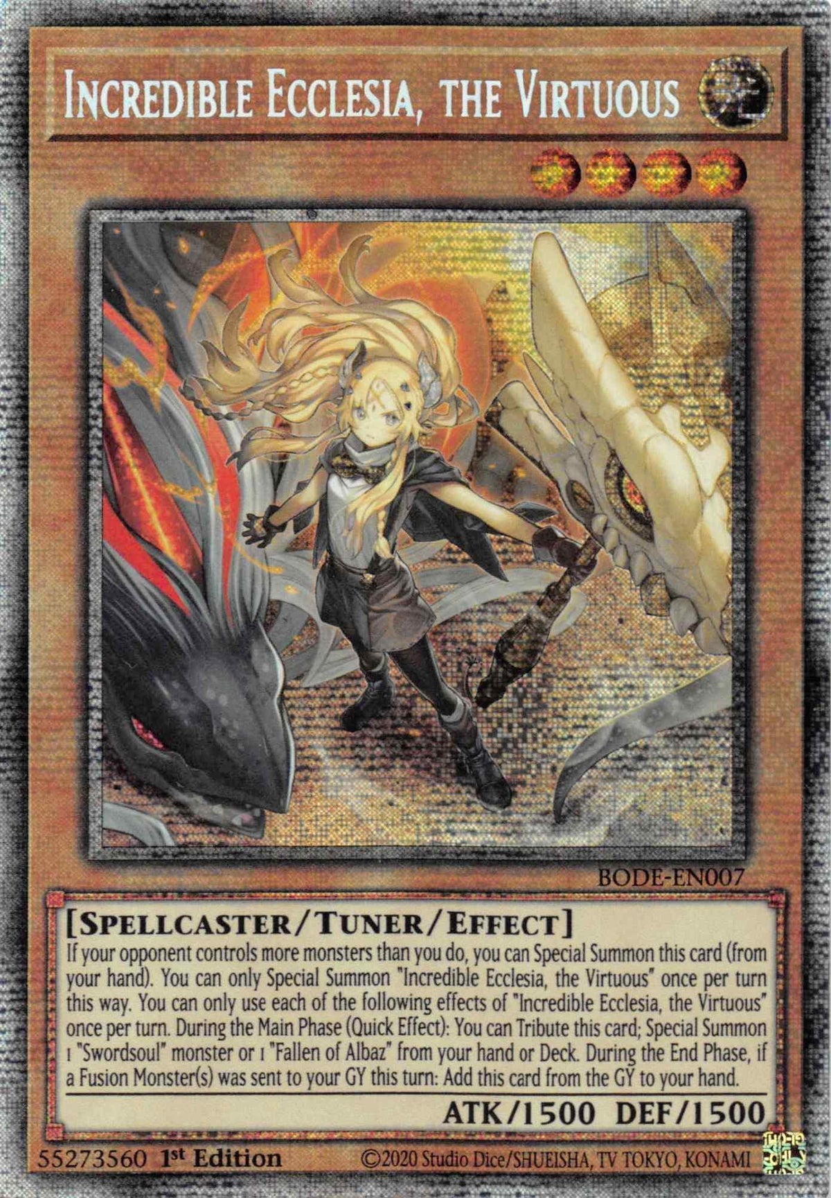 1st Edition, Burst of Destiny, Light, Spellcaster, Starlight Rare, Tuner/Effect Monster Incredible Ecclesia, the Virtuous [BODE-EN007] Starlight Rare - Trading Card World