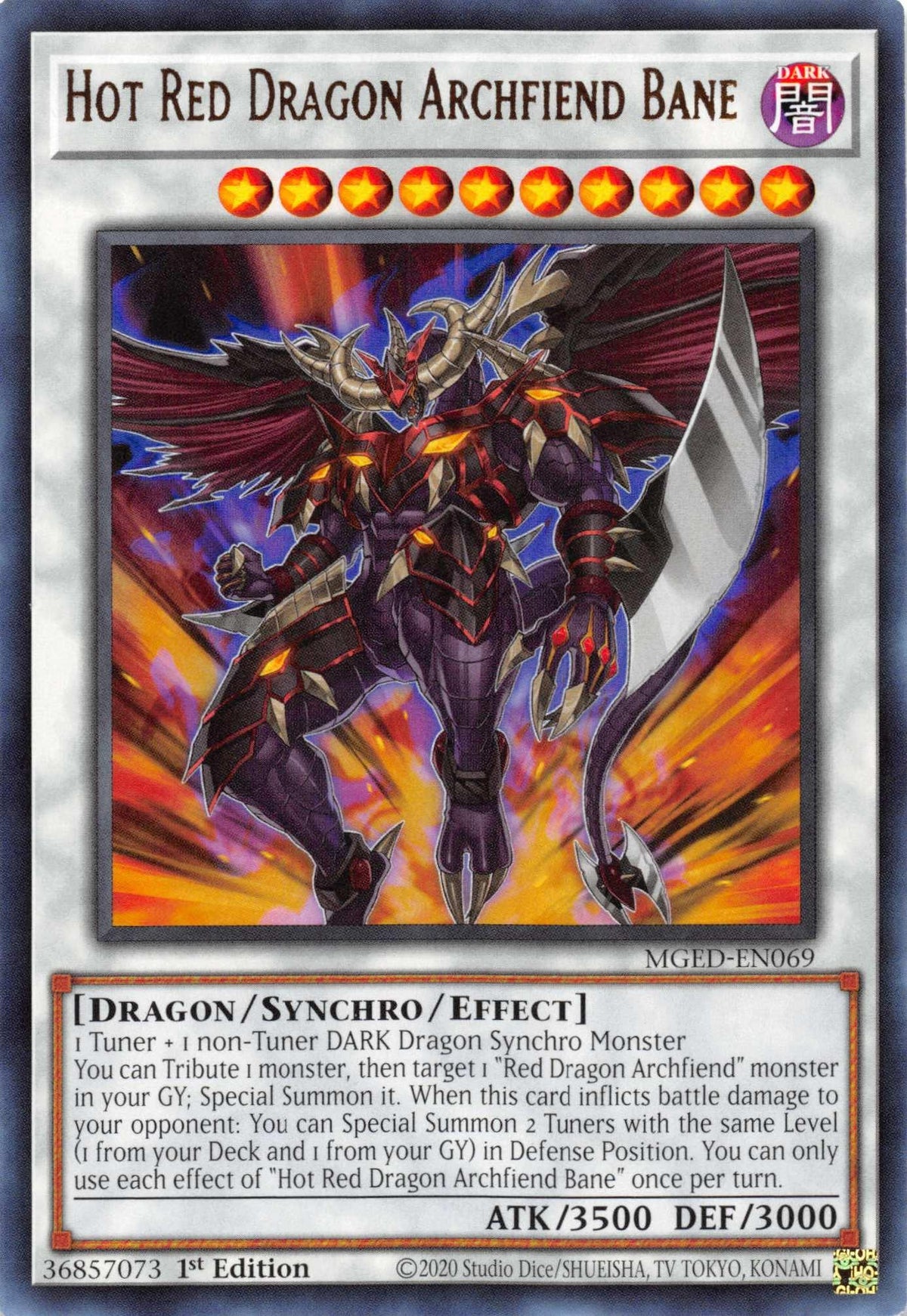 1st Edition, Dark, Dragon, Maximum Gold: El Dorado, Rare, Synchro/Effect Monster Hot Red Dragon Archfiend Bane [MGED-EN069] Rare - Trading Card World
