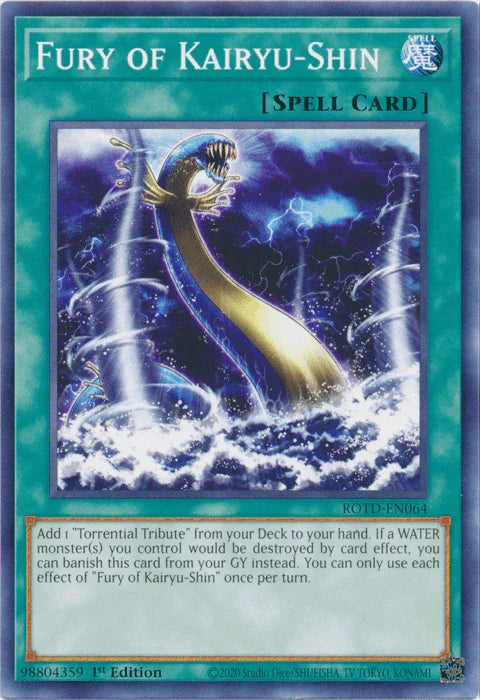 1st Edition, Common, Normal Spell, Rise of the Duelist, Spell Fury of Kairyu-Shin [ROTD-EN064] Common - Trading Card World