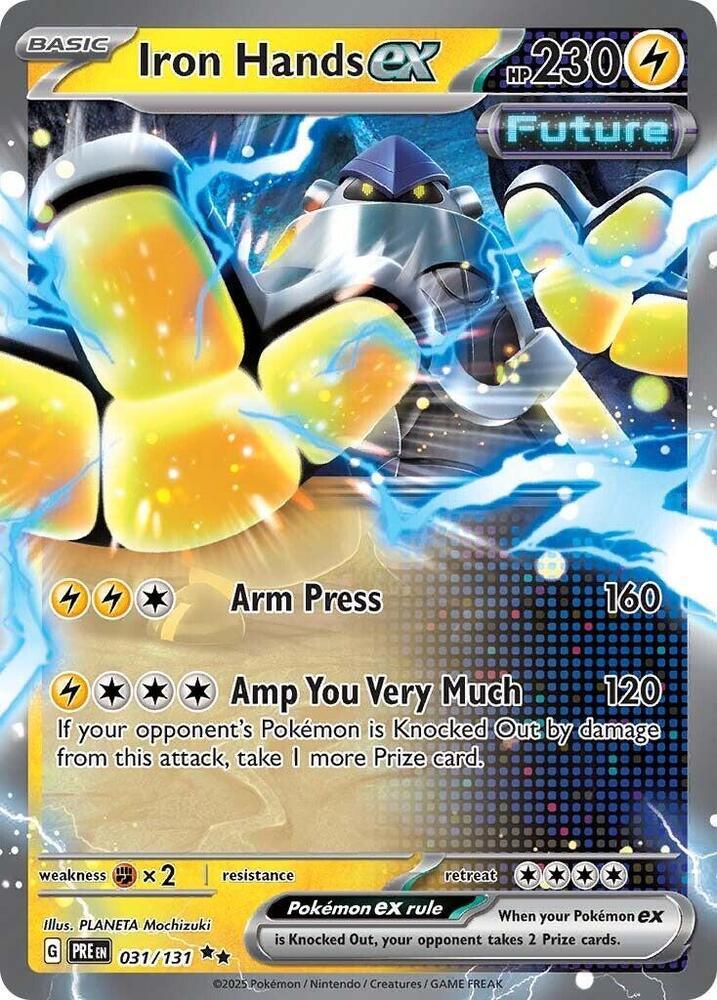 031, Double Rare, Fighting [x2], Holofoil, Lightning, Scarlet & Violet: Prismatic Evolutions Iron Hands ex (031/131) [Scarlet & Violet: Prismatic Evolutions] - Trading Card World
