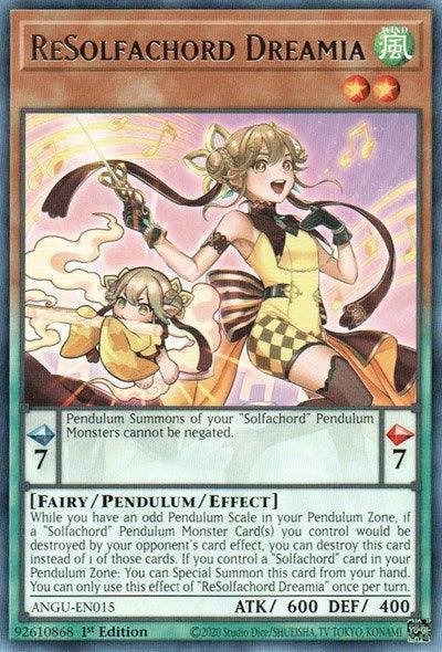 1st Edition, Ancient Guardians, Fairy, Pendulum/Effect Monster, Rare, Wind ReSolfachord Dreamia (Rare) [ANGU-EN015] Rare - Trading Card World