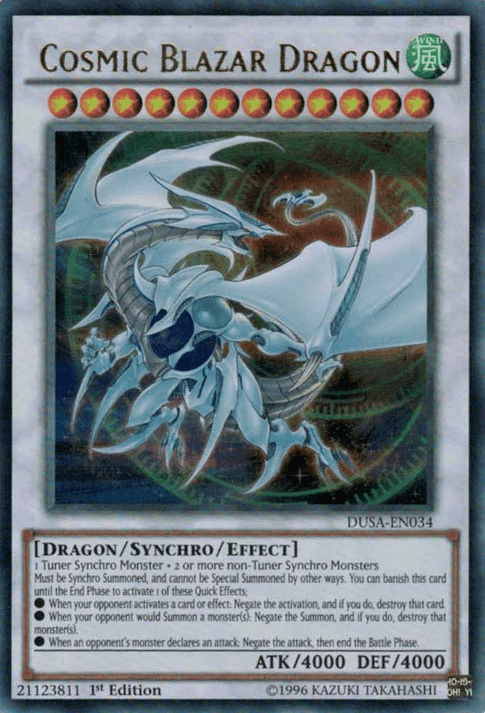 1st Edition, Dragon, Duelist Saga, Synchro/Effect Monster, Ultra Rare, Wind Cosmic Blazar Dragon [DUSA-EN034] Ultra Rare - Trading Card World