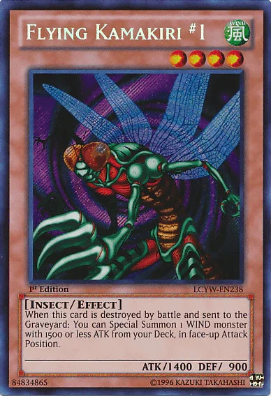 1st Edition, Effect Monster, Insect, Legendary Collection 3: Yugi's World, Secret Rare, Unlimited, Wind Flying Kamakiri #1 [LCYW-EN238] Secret Rare - Trading Card World