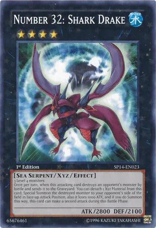 1st Edition, Sea Serpent, Star Pack 2014, Starfoil Rare, Water, Xyz/Effect Monster Number 32: Shark Drake [SP14-EN023] Starfoil Rare - Trading Card World