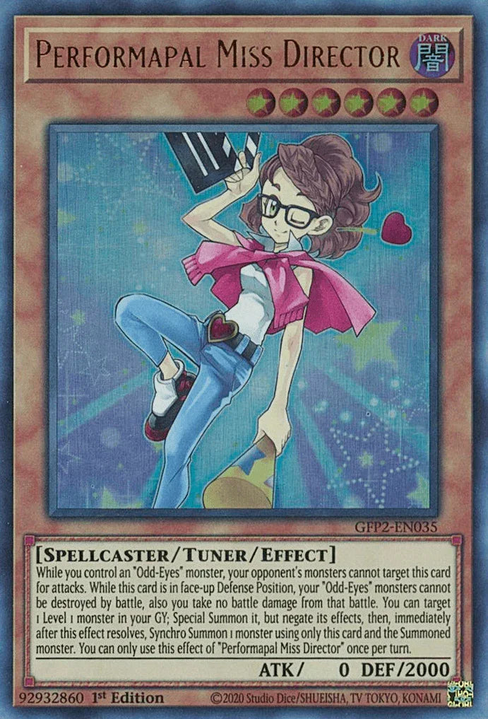 1st Edition, Dark, Ghosts From the Past: The 2nd Haunting, Spellcaster, Tuner/Effect Monster, Ultra Rare Performapal Miss Director [GFP2-EN035] Ultra Rare - Trading Card World