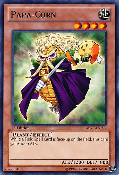 1st Edition, Abyss Rising, Earth, Effect Monster, Plant, Rare, Unlimited Papa-Corn [ABYR-EN097] Rare - Trading Card World