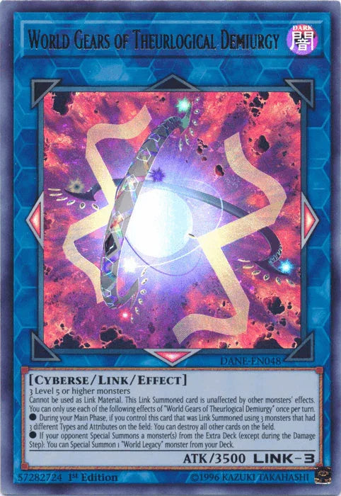 1st Edition, Cyberse, Dark, Dark Neostorm, Link/Effect Monster, Ultra Rare, Unlimited World Gears of Theurlogical Demiurgy [DANE-EN048] Ultra Rare - Trading Card World