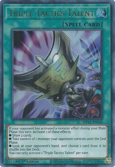 1st Edition, 2021 Tin of Ancient Battles, Normal Spell, Spell, Ultra Rare Triple Tactics Talent [MP21-EN143] Ultra Rare - Trading Card World