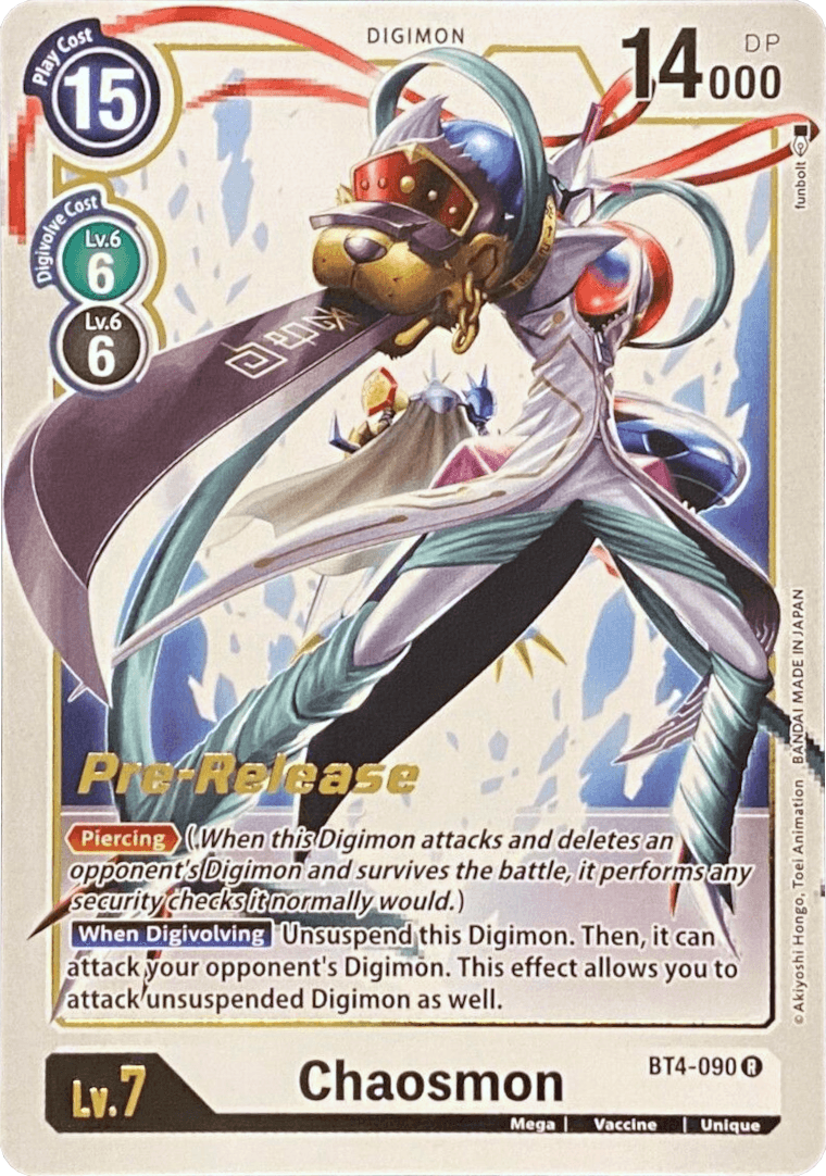 BT4-090, Digimon, Great Legend Pre-Release Promos, Green/Black, Mega, Rare, Unique, Vaccine Chaosmon [BT4-090] [Great Legend Pre-Release Promos] - Trading Card World