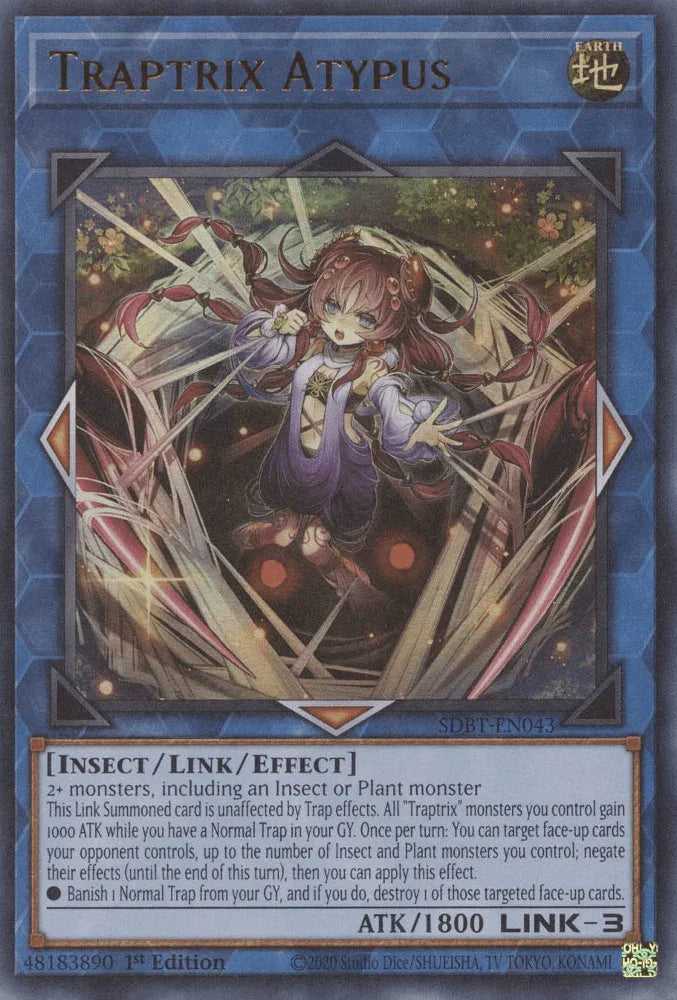 1st Edition, Earth, Insect, Link/Effect Monster, Structure Deck: Beware of Traptrix, Ultra Rare Traptrix Atypus [SDBT-EN043] Ultra Rare - Trading Card World