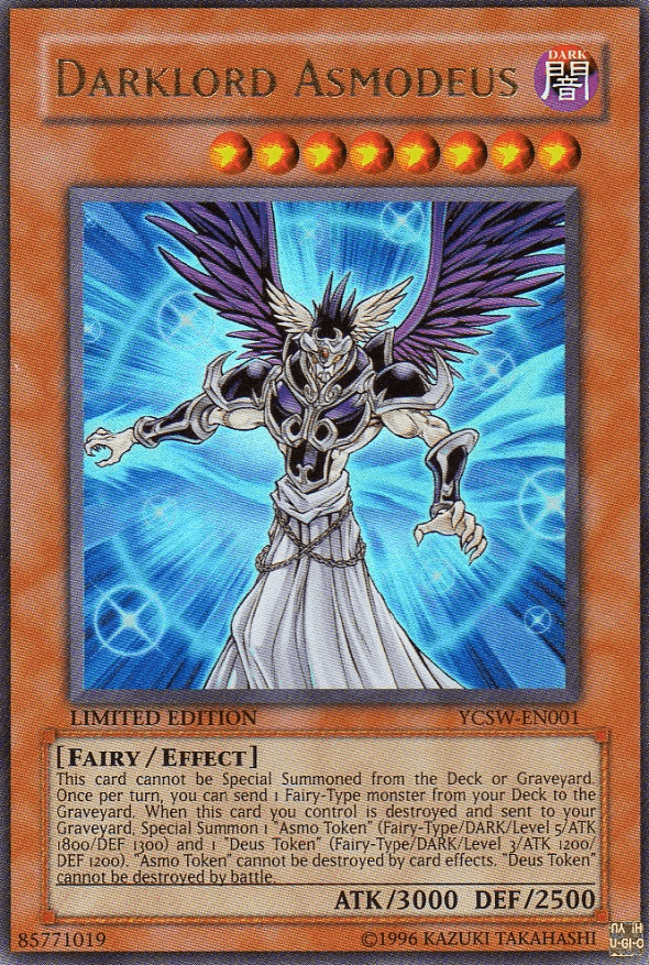 Dark, Effect Monster, Fairy, Limited, Ultra Rare, Yu-Gi-Oh! Championship Series Prize Cards Darklord Asmodeus [YCSW-EN001] Ultra Rare - Trading Card World