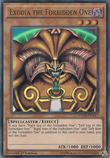 1st Edition, Dark, Effect Monster, King of Games: Yugi's Legendary Decks, Spellcaster, Ultra Rare, Unlimited Exodia the Forbidden One [YGLD-ENA17] Ultra Rare - Trading Card World