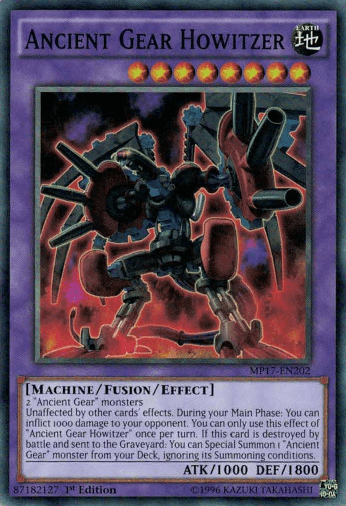 1st Edition, 2017 Mega-Tins Mega Pack, Common, Earth, Fusion/Effect Monster, Machine Ancient Gear Howitzer [MP17-EN202] Common - Trading Card World
