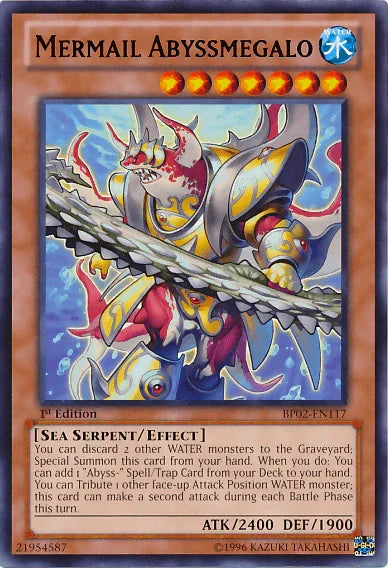1st Edition, Battle Pack 2: War of the Giants, Effect Monster, Mosaic Rare, Sea Serpent, Unlimited, Water Mermail Abyssmegalo [BP02-EN117] Mosaic Rare - Trading Card World