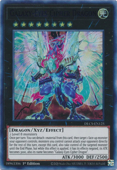 1st Edition, Dragon, Dragons of Legend: The Complete Series, Light, Ultra Rare, Xyz/Effect Monster Galaxy-Eyes Cipher Dragon (Blue) [DLCS-EN125] Ultra Rare - Trading Card World