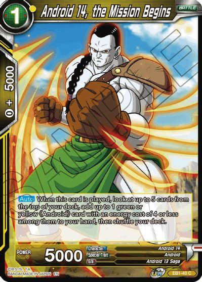 Android, Android 13 Saga, Android 14, Battle, Battle Evolution Booster, Common, EB1-40, Normal, Parallel Foil, Yellow Android 14, the Mission Begins (EB1-40) [Battle Evolution Booster] - Trading Card World
