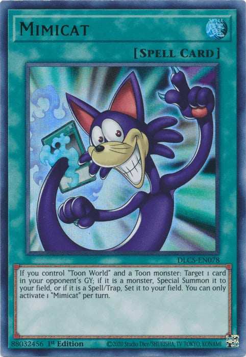 1st Edition, Dragons of Legend: The Complete Series, Normal Spell, Spell, Ultra Rare Mimicat (Green) [DLCS-EN078] Ultra Rare - Trading Card World
