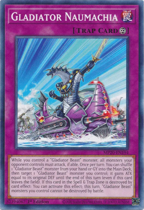 1st Edition, 2020 Tin of Lost Memories, Common, Continuous Trap, Trap Gladiator Naumachia [MP20-EN194] Common - Trading Card World