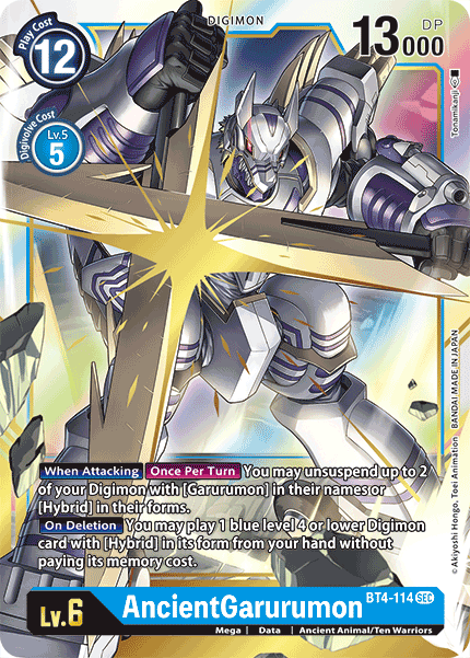 Ancient Animal/Ten Warriors, Blue, BT4-114, Data, Digimon, Great Legend, Mega, Secret Rare AncientGarurumon [BT4-114] [Great Legend] - Trading Card World