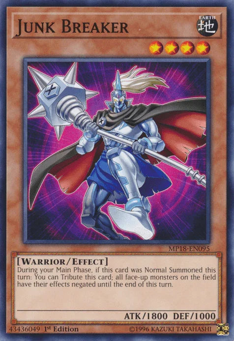 1st Edition, 2018 Mega-Tins Mega Pack, Common, Earth, Effect Monster, Warrior Junk Breaker [MP18-EN095] Common - Trading Card World