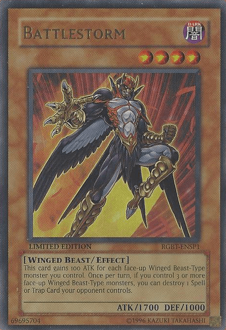 Dark, Effect Monster, Limited, Raging Battle, Ultra Rare, Winged Beast Battlestorm [RGBT-ENSP1] Ultra Rare - Trading Card World