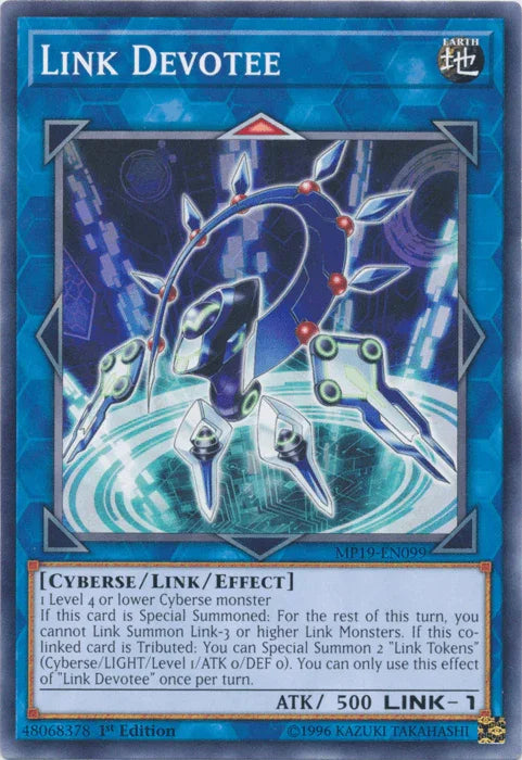 1st Edition, 2019 Gold Sarcophagus Tin Mega Pack, Common, Cyberse, Earth, Link/Effect Monster, Unlimited Link Devotee [MP19-EN099] Common - Trading Card World