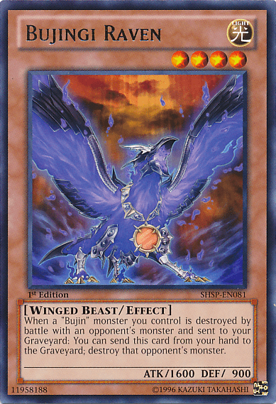 1st Edition, Effect Monster, Light, Rare, Shadow Specters, Unlimited, Winged Beast Bujingi Raven [SHSP-EN081] Rare - Trading Card World