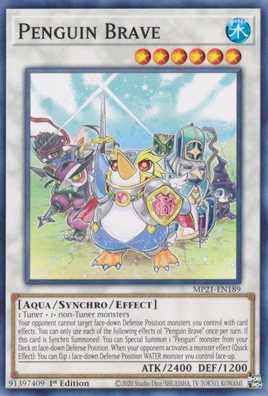 1st Edition, 2021 Tin of Ancient Battles, Aqua, Common, Synchro/Effect Monster, Water Penguin Brave [MP21-EN189] Common - Trading Card World