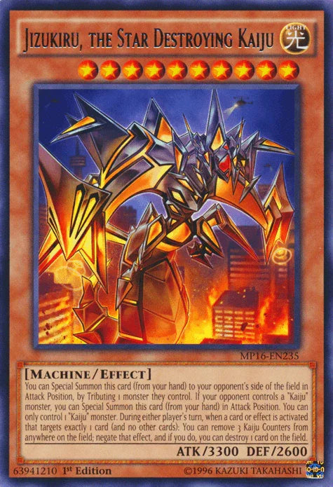 1st Edition, 2016 Mega-Tins Mega Pack, Effect Monster, Light, Machine, Rare, Unlimited Jizukiru, the Star Destroying Kaiju [MP16-EN235] Rare - Trading Card World