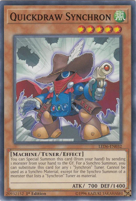 1st Edition, Common, Legendary Duelists: Magical Hero, Machine, Tuner/Effect Monster, Unlimited, Wind Quickdraw Synchron [LED6-EN032] Common - Trading Card World