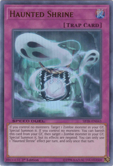 1st Edition, Normal Trap, Speed Duel: Trials of the Kingdom, Trap, Ultra Rare Haunted Shrine [SBTK-EN043] Ultra Rare - Trading Card World