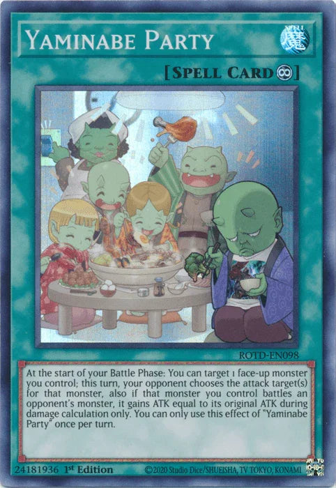 1st Edition, Continuous Spell, Rise of the Duelist, Spell, Super Rare Yaminabe Party [ROTD-EN098] Super Rare - Trading Card World