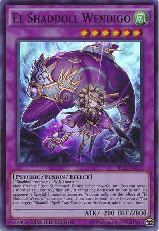 Fusion/Effect Monster, Limited, Psychic, Secrets of Eternity, Super Rare, Wind El Shaddoll Wendigo [SECE-ENS10] Super Rare - Trading Card World