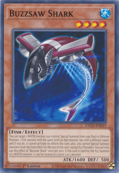 1st Edition, Common, Effect Monster, Eternity Code, Fish, Water Buzzsaw Shark [ETCO-EN019] Common - Trading Card World
