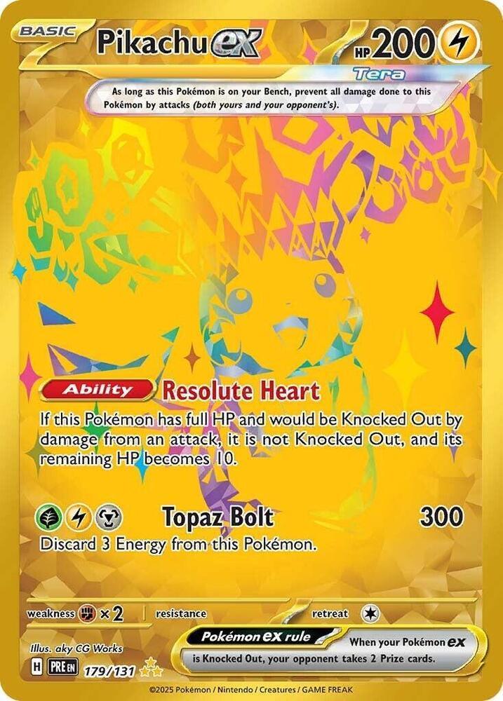 179, Fighting [x2], Holofoil, Hyper Rare, Lightning, Scarlet & Violet: Prismatic Evolutions Pikachu ex (179/131) [Scarlet & Violet: Prismatic Evolutions] - Trading Card World