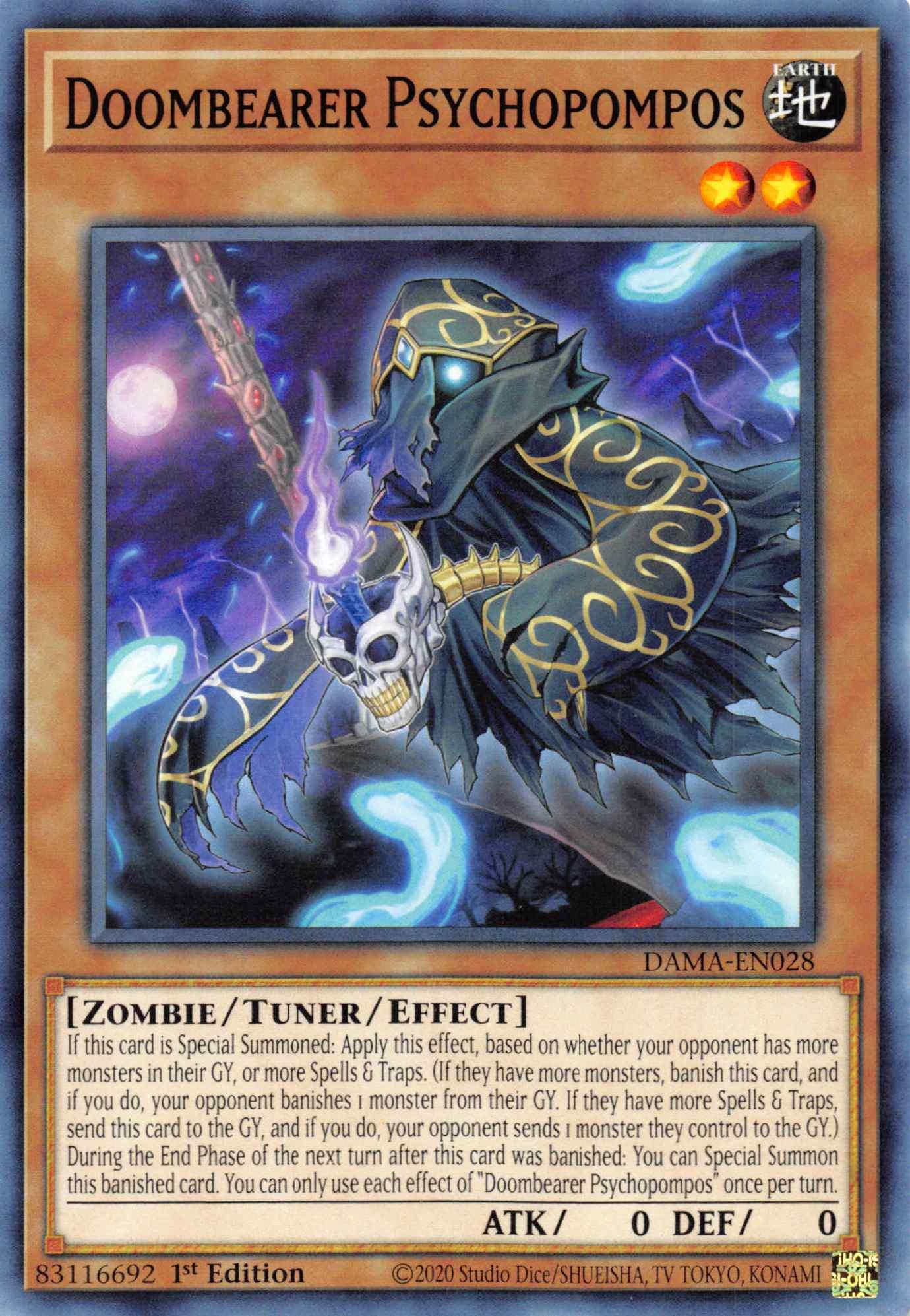 1st Edition, Common, Dawn of Majesty, Earth, Tuner/Effect Monster, Zombie Doombearer Psychopompos [DAMA-EN028] Common - Trading Card World