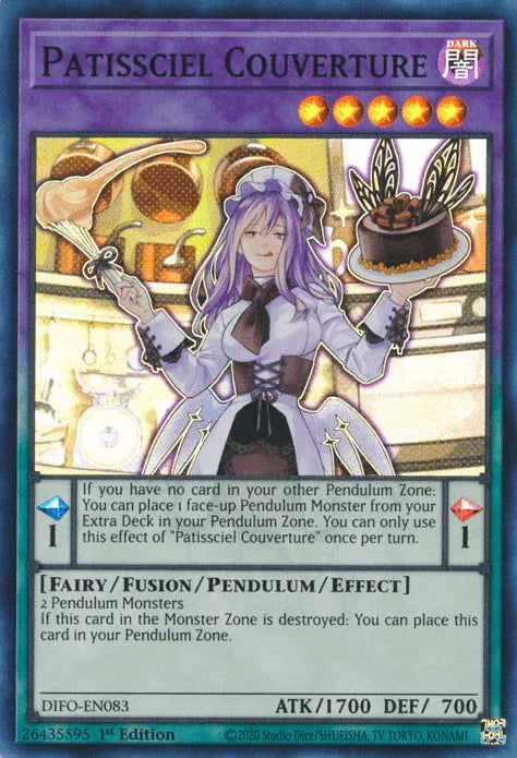1st Edition, Dark, Dimension Force, Fairy, Pendulum/Fusion/Effect Monster, Super Rare Patissciel Couverture [DIFO-EN083] Super Rare - Trading Card World