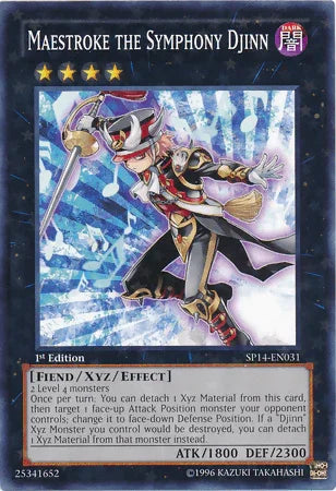 1st Edition, Dark, Fiend, Star Pack 2014, Starfoil Rare, Xyz/Effect Monster Maestroke the Symphony Djinn [SP14-EN031] Starfoil Rare - Trading Card World