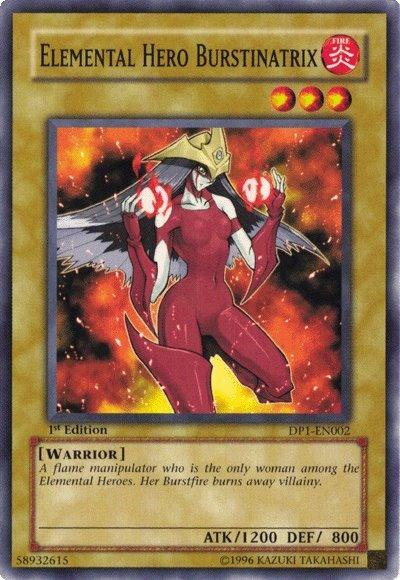 1st Edition, Common, Duelist Pack 1: Jaden Yuki, Fire, Normal Monster, Unlimited, Warrior Elemental Hero Burstinatrix [DP1-EN002] Common - Trading Card World