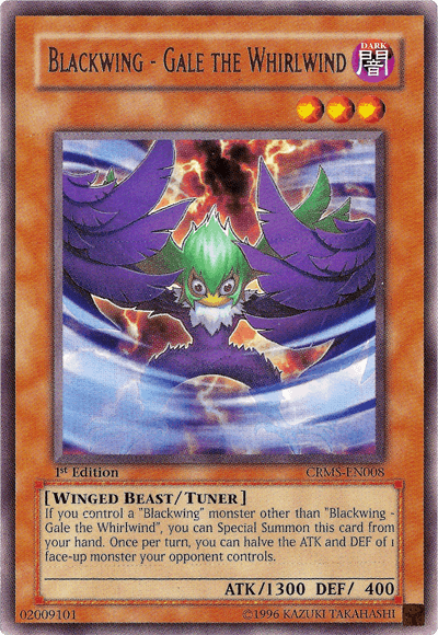1st Edition, Crimson Crisis, Dark, Rare, Tuner Monster, Unlimited, Winged Beast Blackwing - Gale the Whirlwind [CRMS-EN008] Rare - Trading Card World