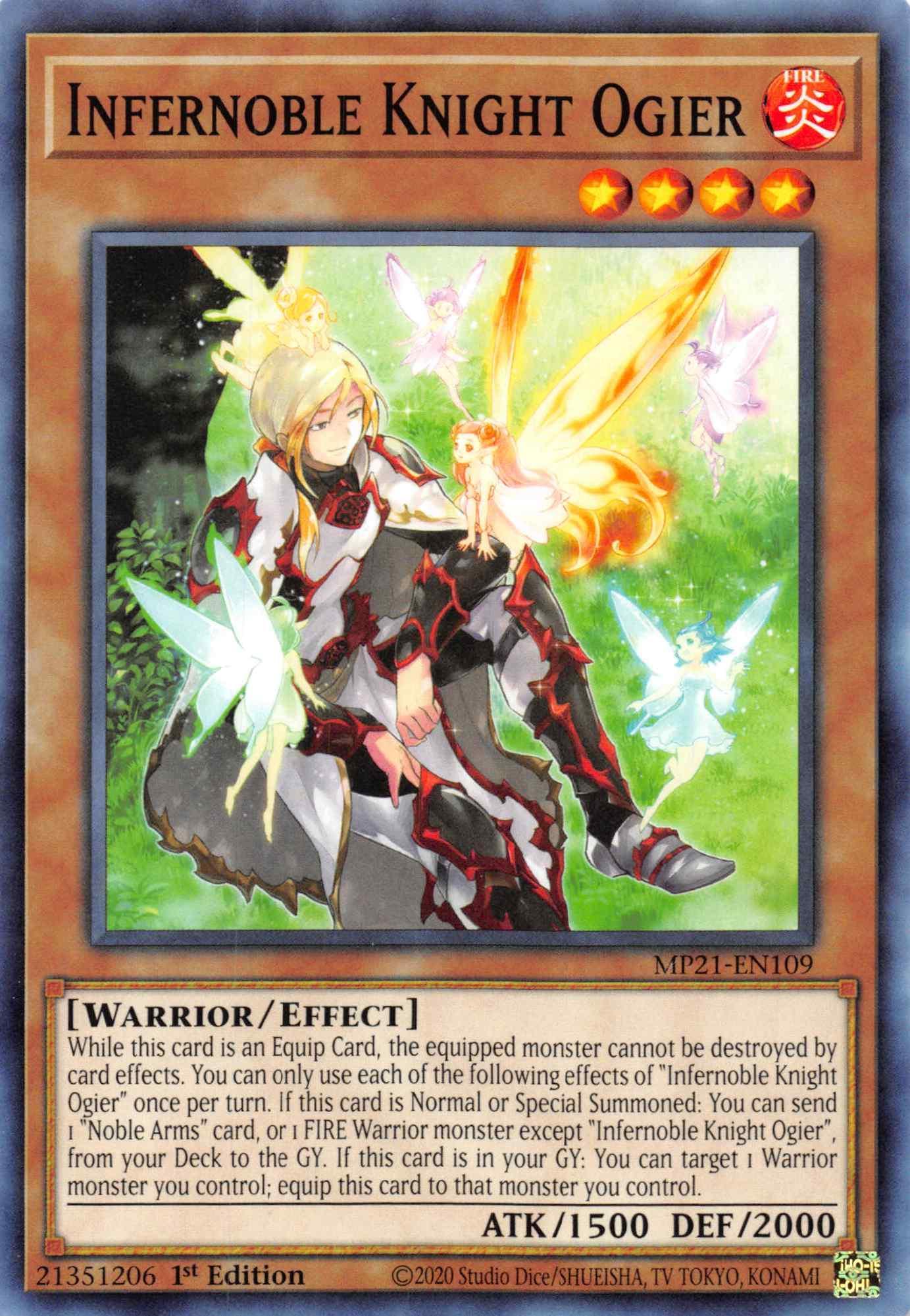 1st Edition, 2021 Tin of Ancient Battles, Common, Effect Monster, Fire, Warrior Infernoble Knight Ogier [MP21-EN109] Common - Trading Card World